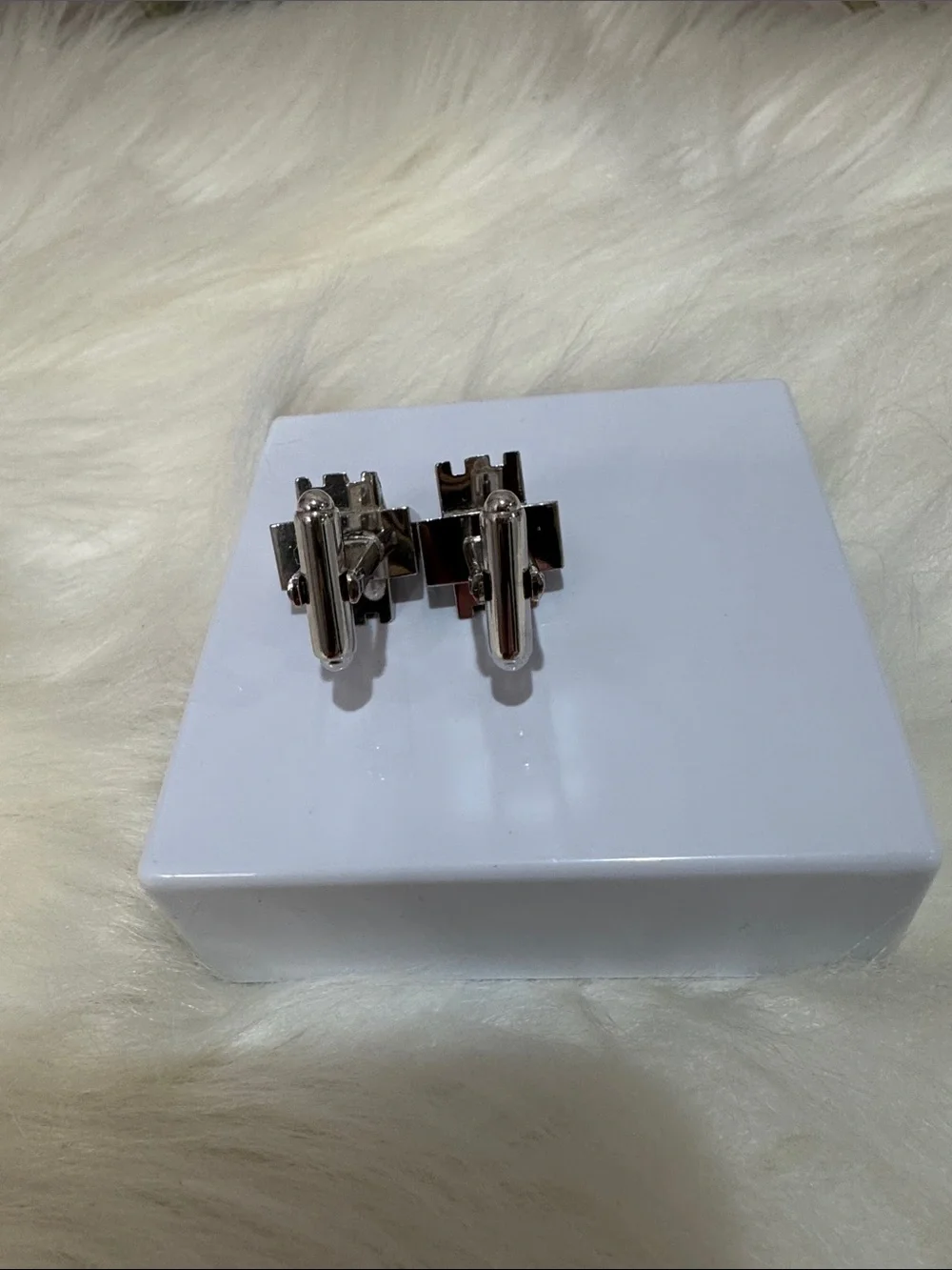 Classic Silver Geometric Cufflinks - Men Accessories
